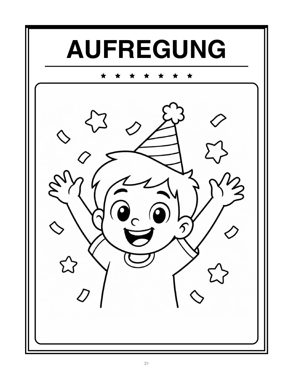 Ausmalbild Aufregung